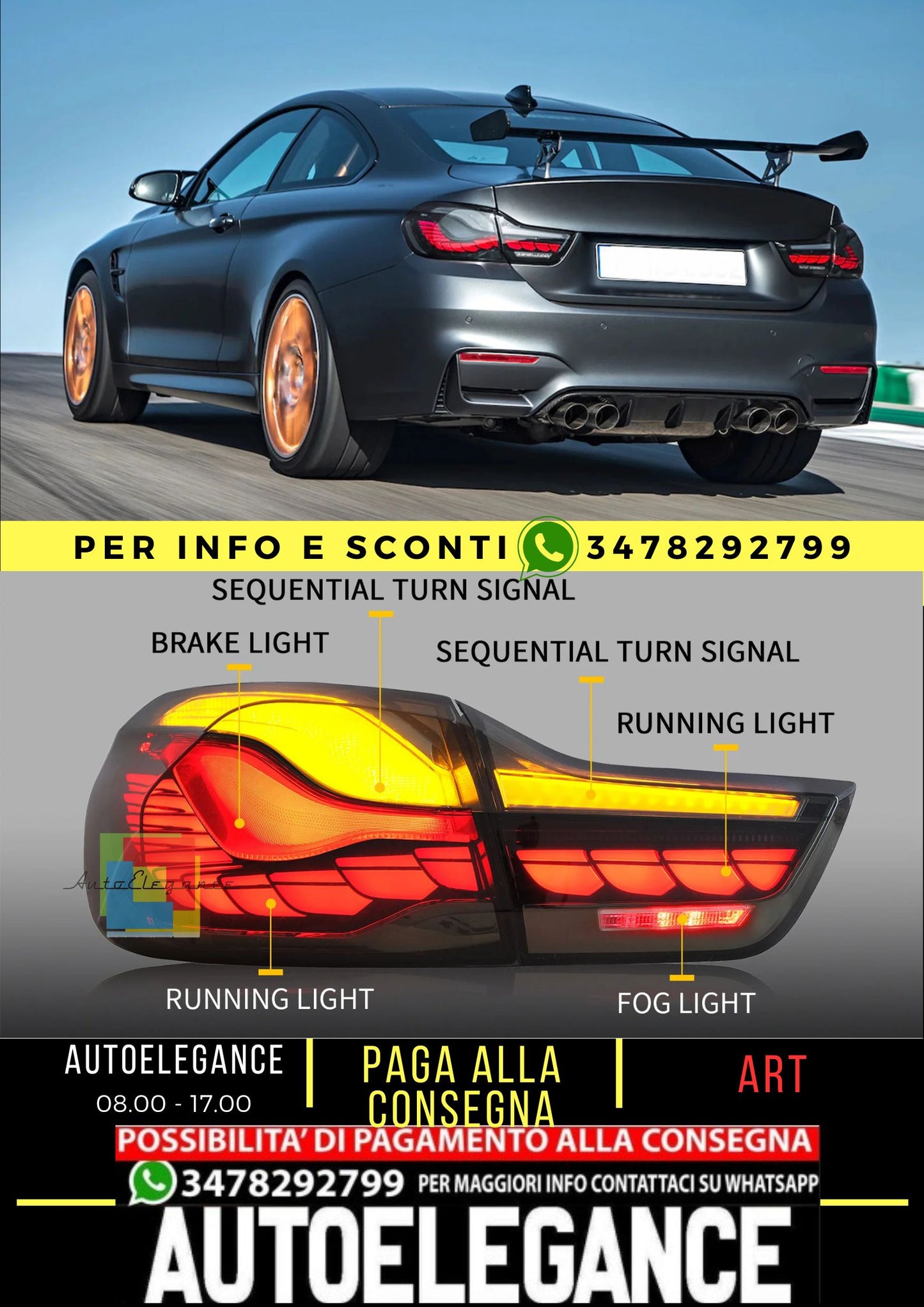 Fanali posteriori OLED compatibili con BMW M4 F82 F83 F32 F36 Coupé/Convertibile 2014-2020