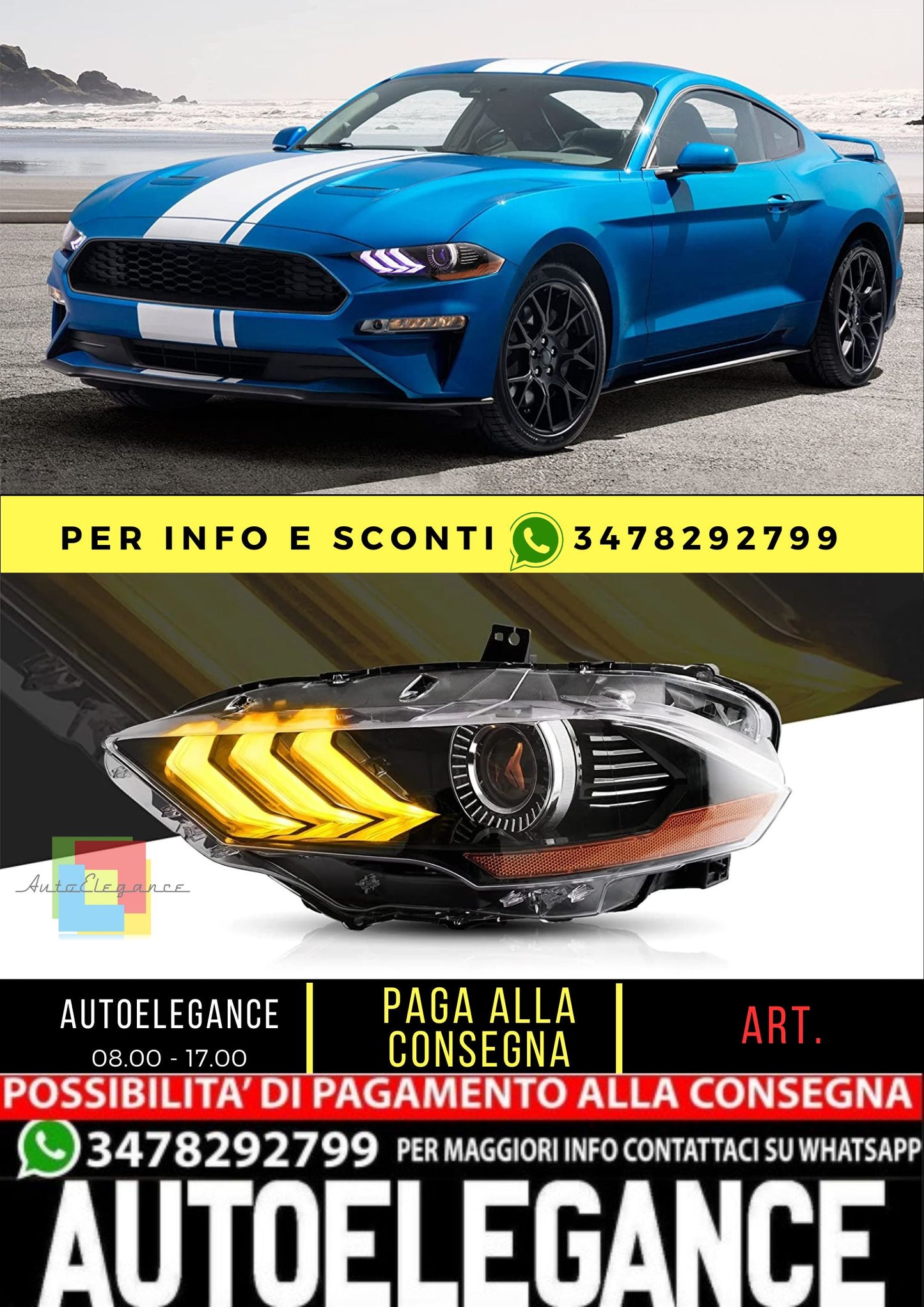 Fari a proiettore LED RGB per Ford Mustang 2018 2019 2020 2021 2022 2023