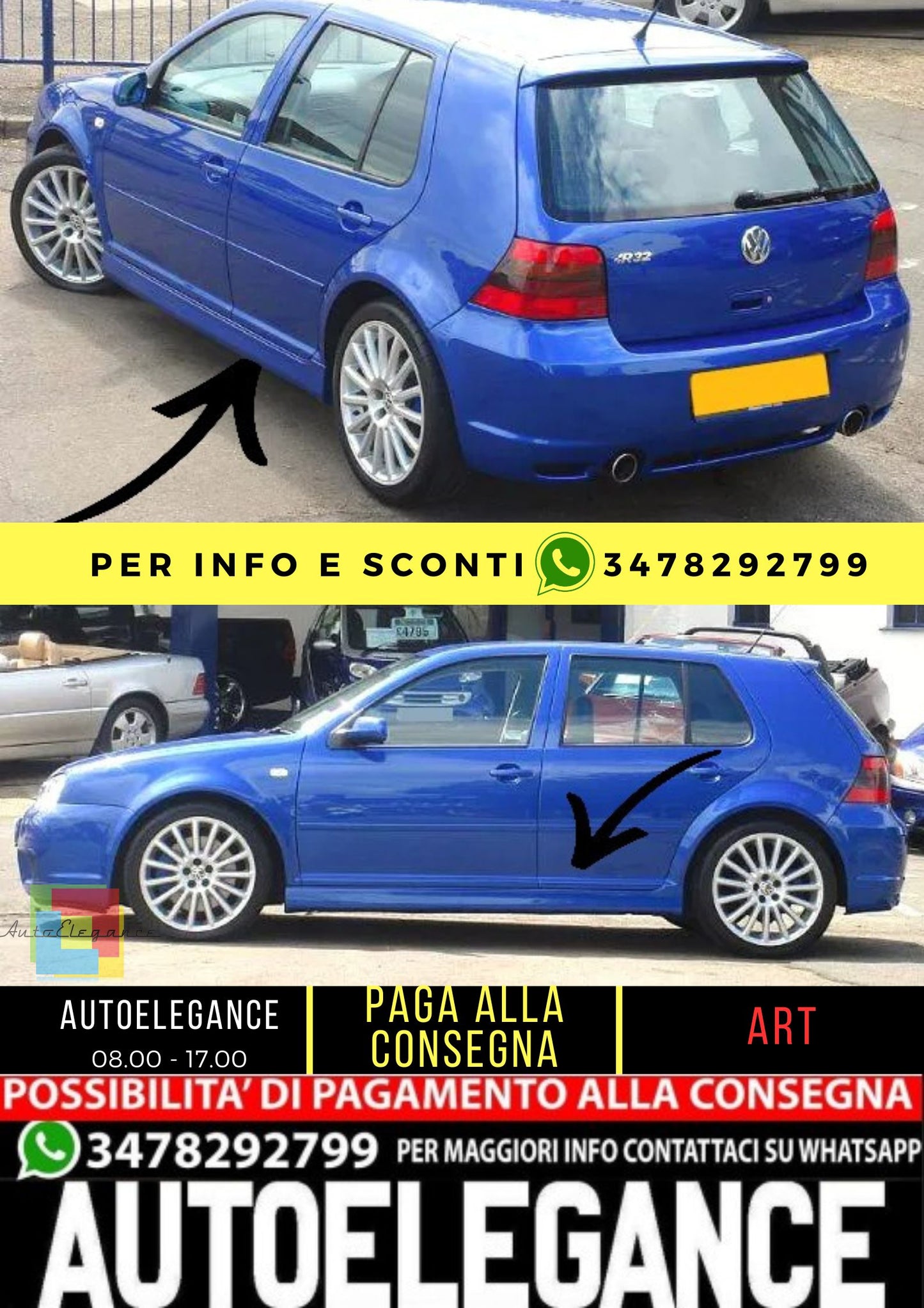 💙KIT MINIGONNE ADATTO PER VW GOLF 4 R32 STYLE ( 5 porte )💙