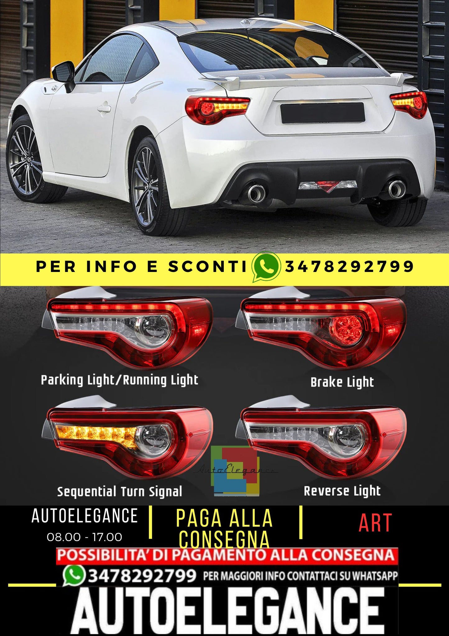 Fanali posteriori a LED completi per Toyota GT86 2012-2020 Subaru BRZ 2013-2020 Scion FR-S 2013-2020 con indicatori di direzione sequenziali