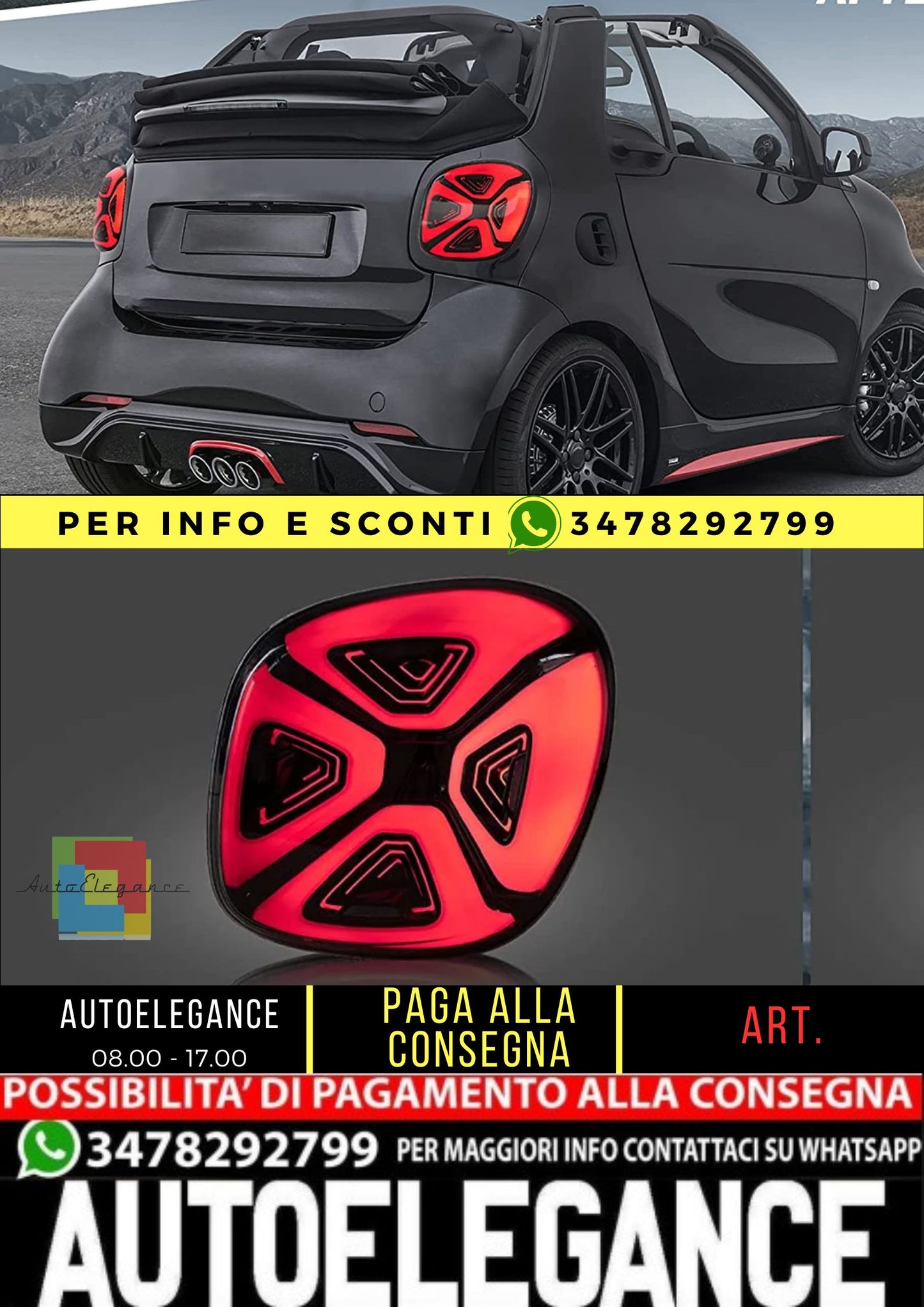Fanali posteriori Full LED per Smart 453 Fortwo/Forfour 2015-2019 con animazione di avvio