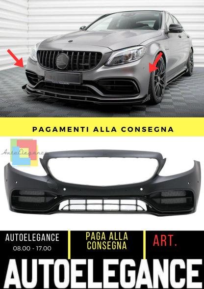 Paraurti anteriore C63 AMG Facelift Look per Mercedes Classe C (W205) Berlina Station Wagon Coupe Cabrio (2013-2021)