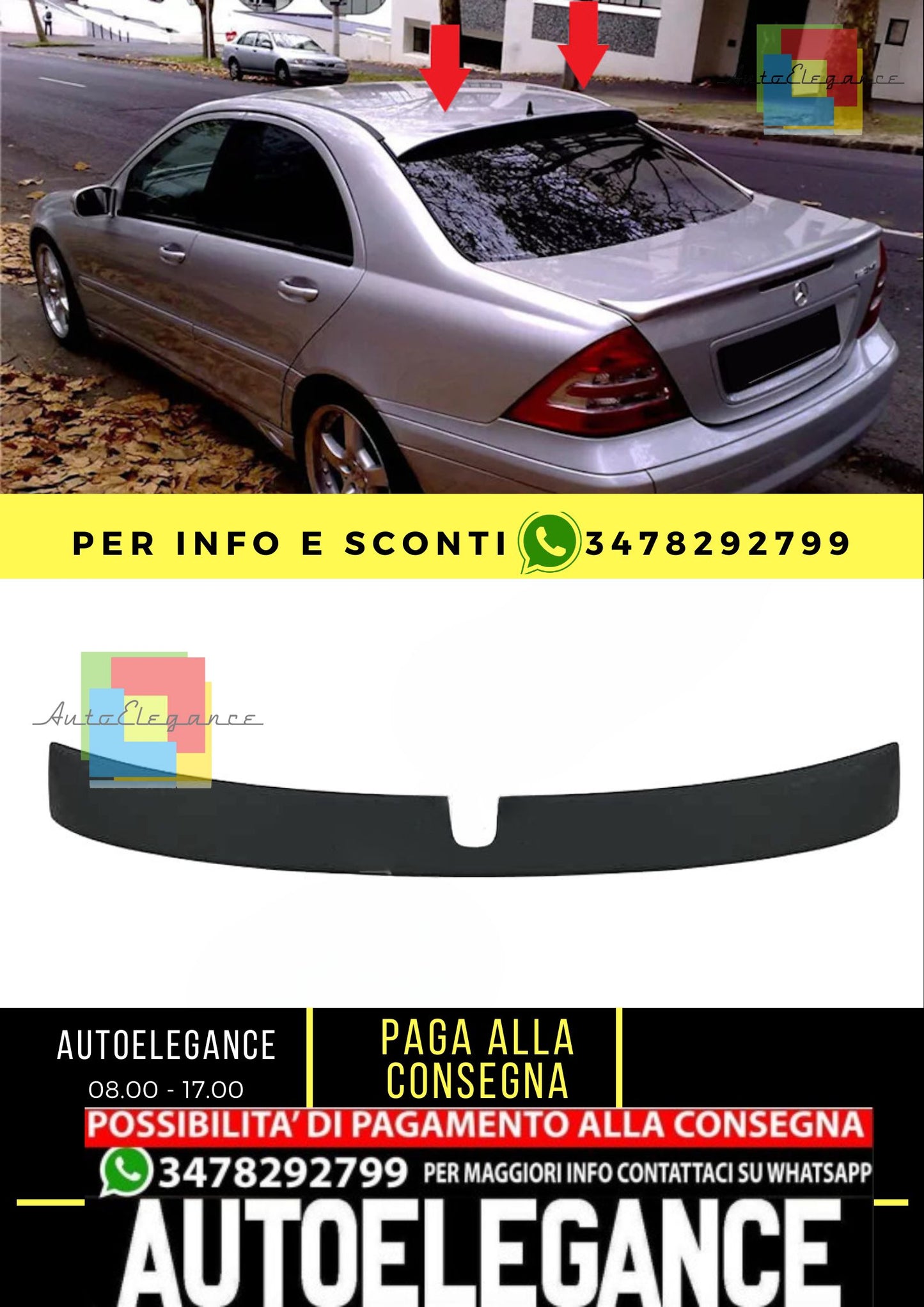 Mercedes Classe C W203 2001-2007 Spoiler finestrino nero opaco