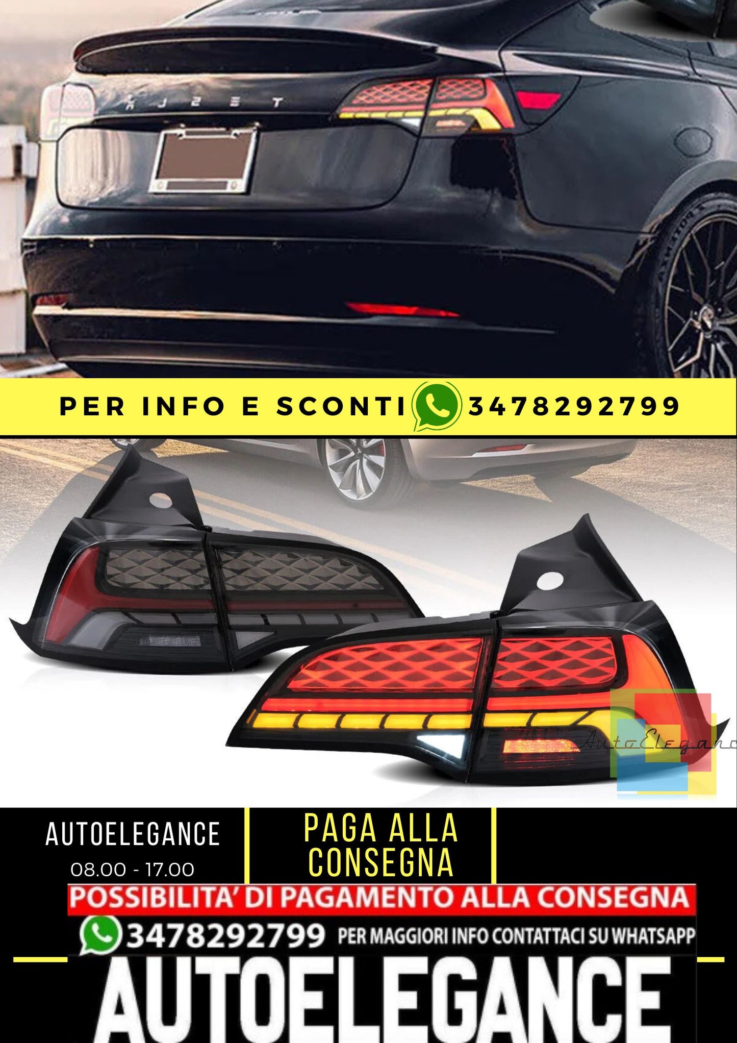 Luci posteriori a LED per fanali posteriori Tesla Model 3/Y 2017-2023 con animazione di avvio