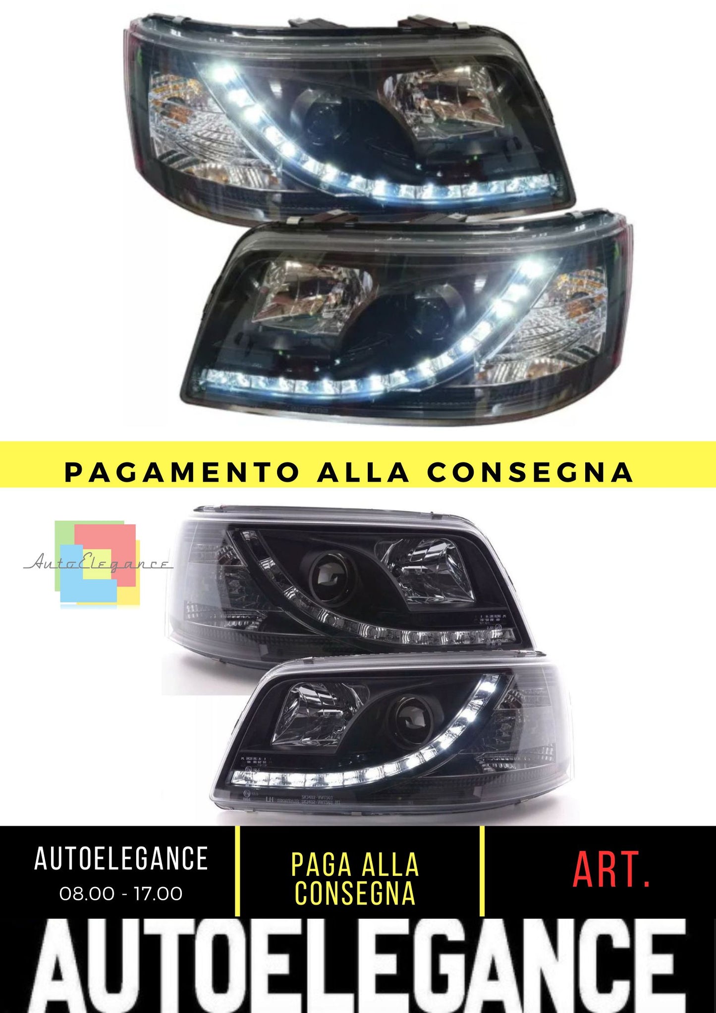 Set luci di posizione led fari neri per VW T5 BUS 03-09 Multivan Transporter