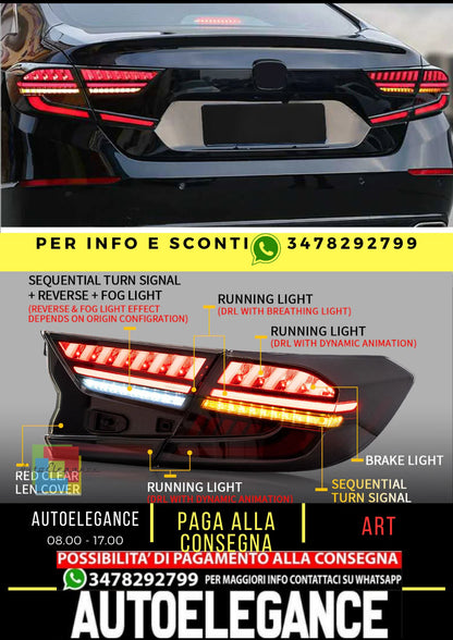 Fanali posteriori a LED per Honda Accord 10th 2018-up con indicatori sequenziali YAB-HD-0307