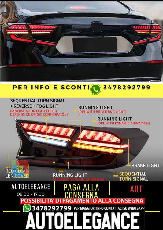 Fanali posteriori a LED per Honda Accord 10th 2018-up con indicatori sequenziali YAB-HD-0307