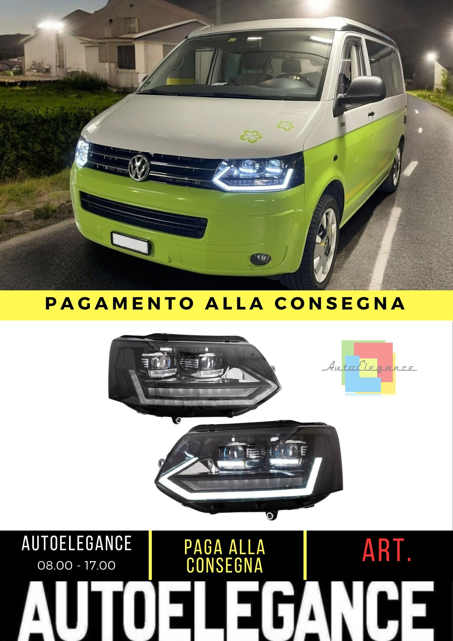 Fari Full LED per VW T5 Bus 09-15 Facelift Frecce Dinamiche Marca E