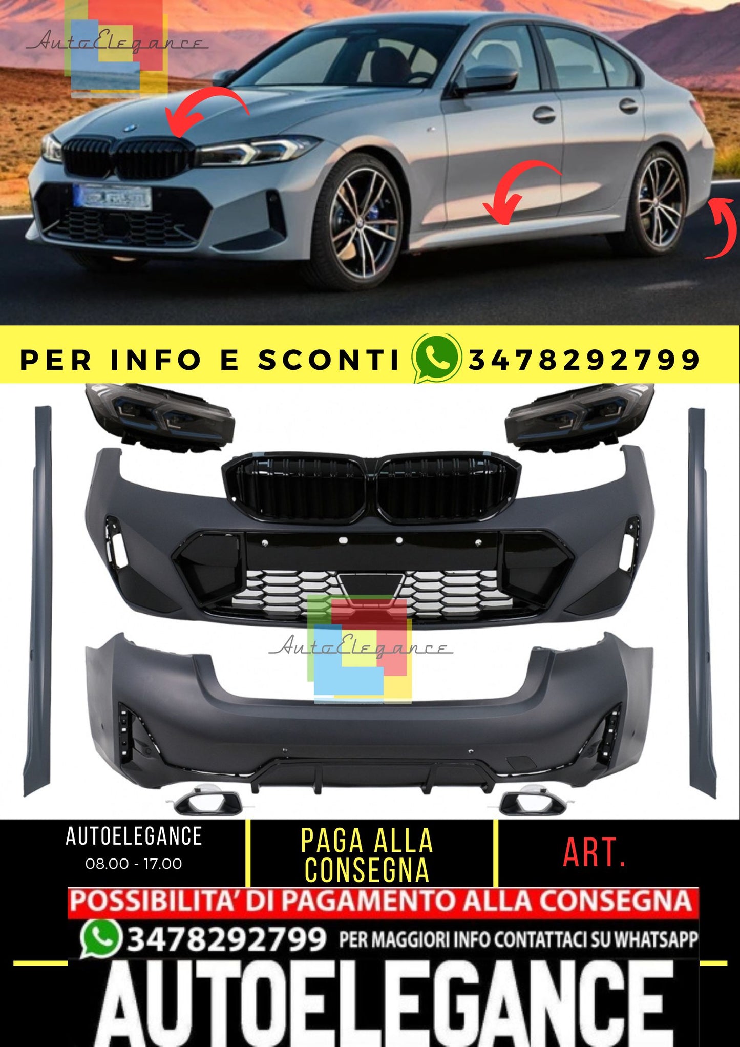Kit carrozzeria completo adatto per BMW Serie 3 G20 Berlina (2018-2022) Aggiornamento a LCI Design
