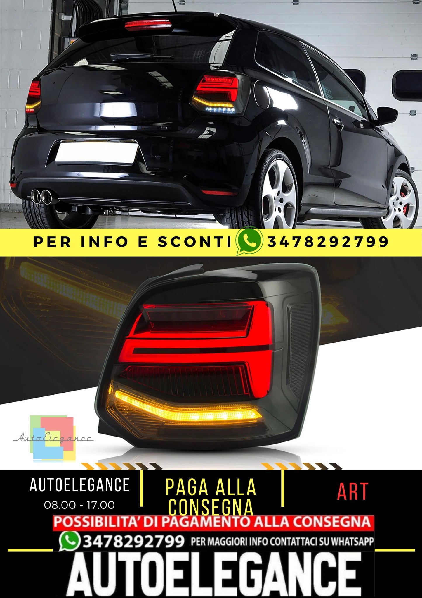 Fanali posteriori per Volkswagen Vento Polo 2011-2017 con indicatori sequenziali (NOTA: gli indicatori di direzione sembrano rossi)