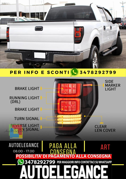 Fanali posteriori Full LED per Ford F150 2009-2014 con segnale di svolta sequenziale/rosso ambra