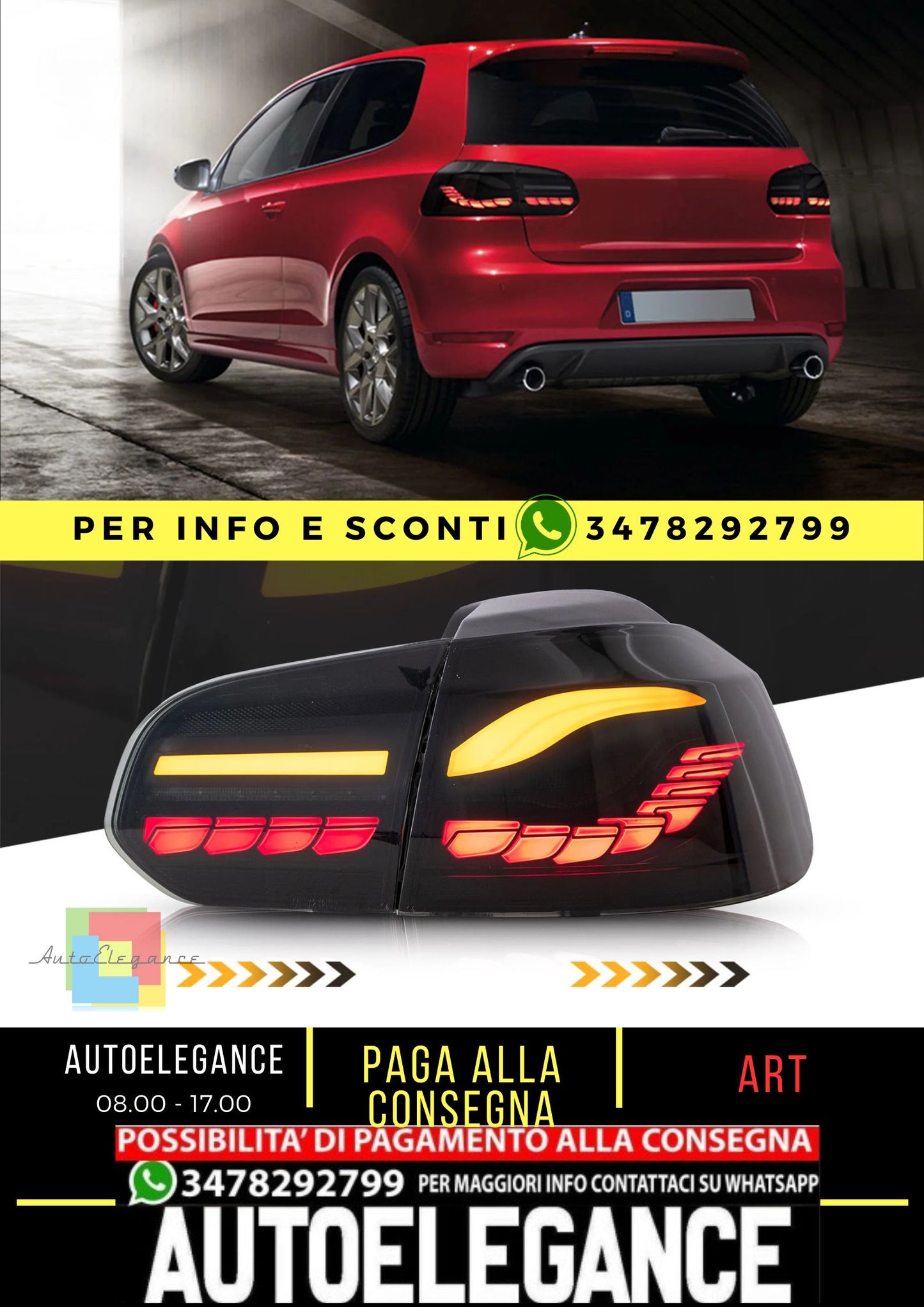 Gruppo luci posteriori sequenziali OLED completo compatibile per Volkswagen Golf 6 MK6 2008-2014