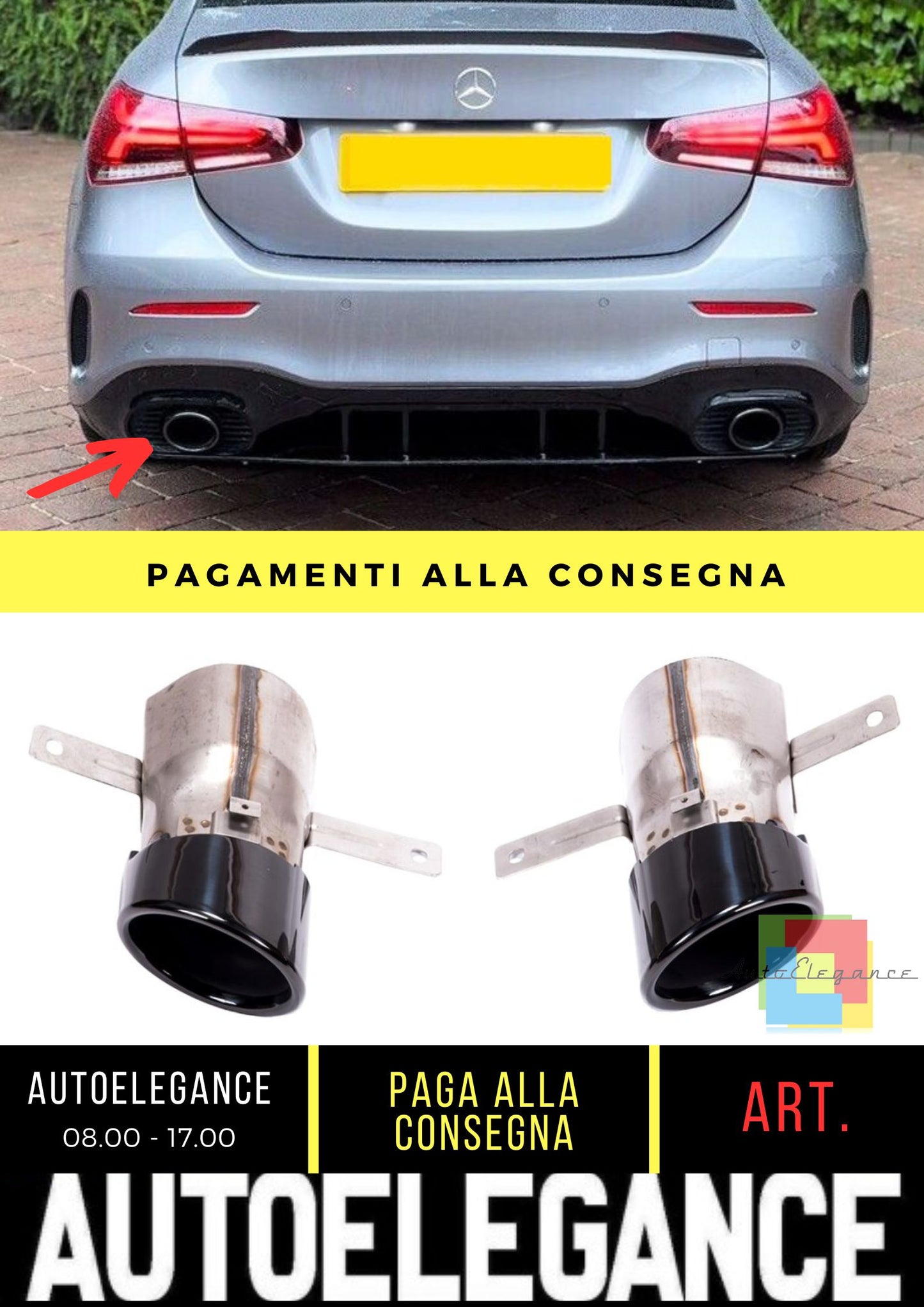 Terminali di Scarico adatto per Mercedes A-Class (W177) CLA (C118) GLA (H247) GLB