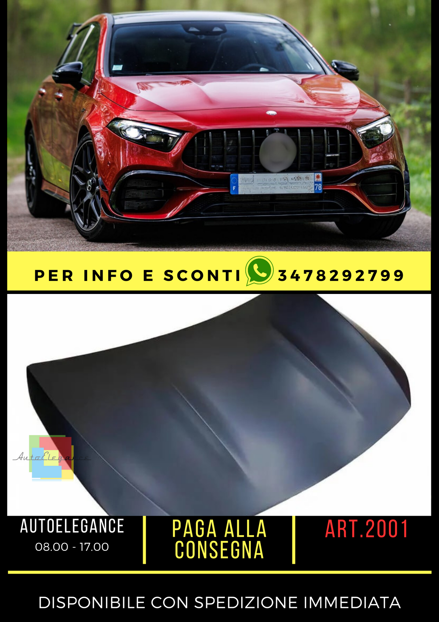 ✨Aluminum Bonnet Suitable for Mercedes Benz A-Class W177 W118 A35 A45 Bonnet ✨