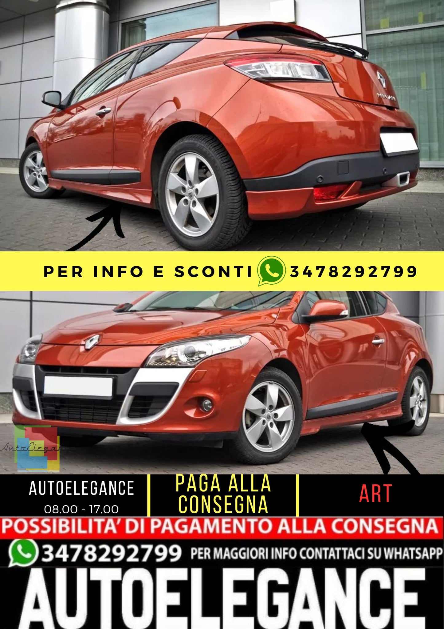 🤩MINIGONNE ADATTO PER MEGANE 3 ( 3 e 5 porte ) 2008-2016🤩