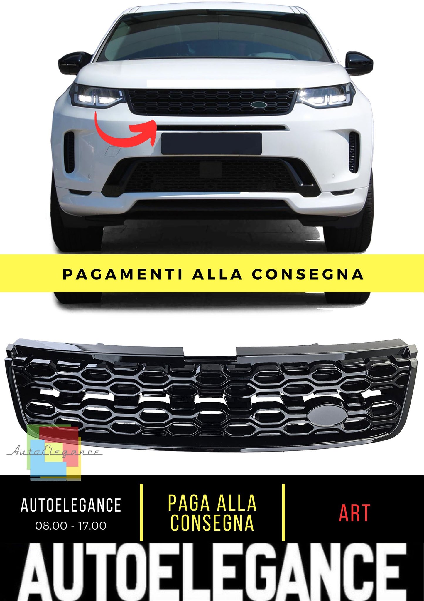 Gloss Black Sports Grille for Land Rover Discovery Sport L550 from 2020