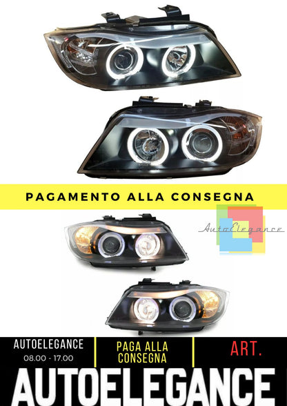 FANALE LED ANGEL EYES per BMW Serie 3 E90 E91 05-08 NERO LIMOUSINE TOURING