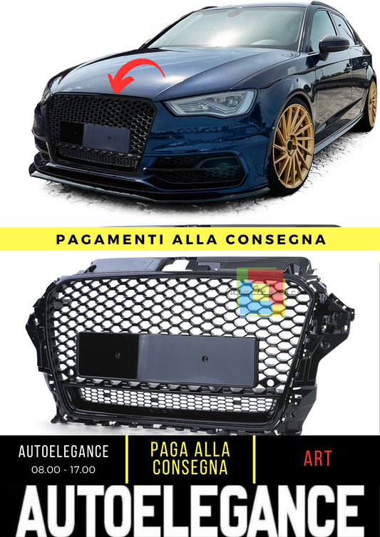 Griglia Sportiva Griglia A Nido D'ape Nero Lucido Per Audi A3 8V 12-16