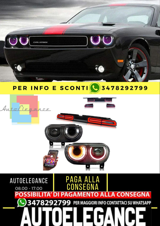 Halo LED Headlights (RGB) + Taillights for Dodge Challenger 2008-2014 
