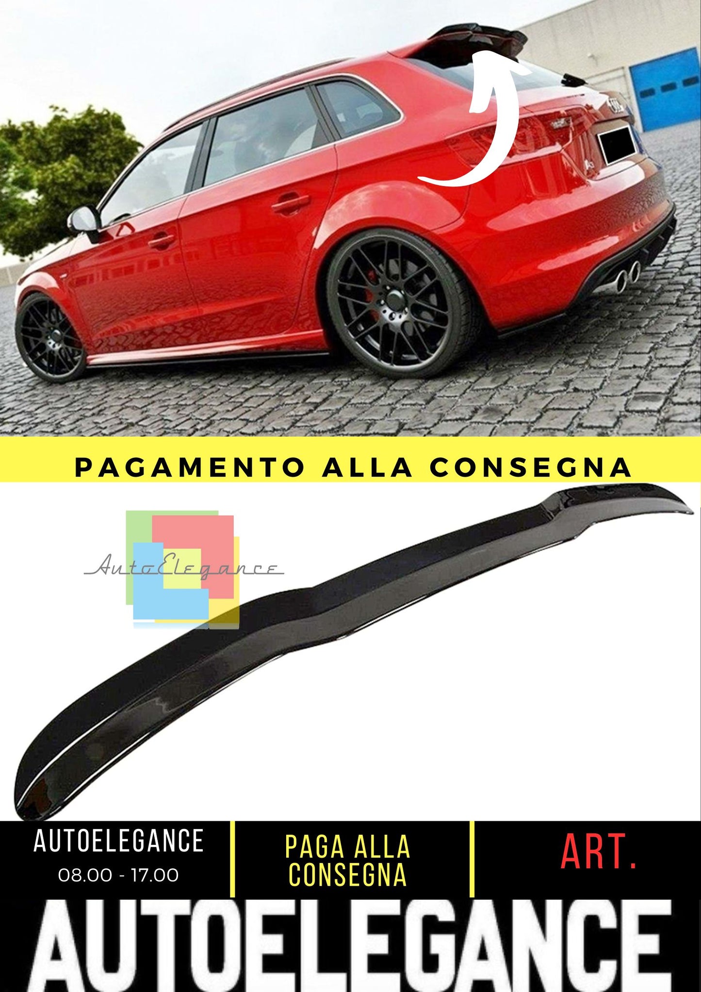 AUDI A3 8V HB S3/Sline Max Cap Spoiler Piano Black Empty Plastic 12-19