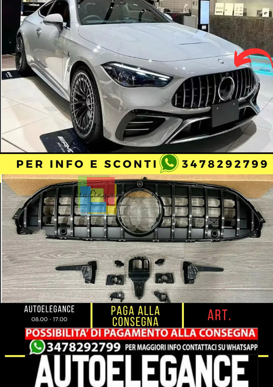 FRONT GRILLE SUITABLE FOR MERCEDES CLE W236 2024+ AMG GT LOOK CHROME PROFILES 