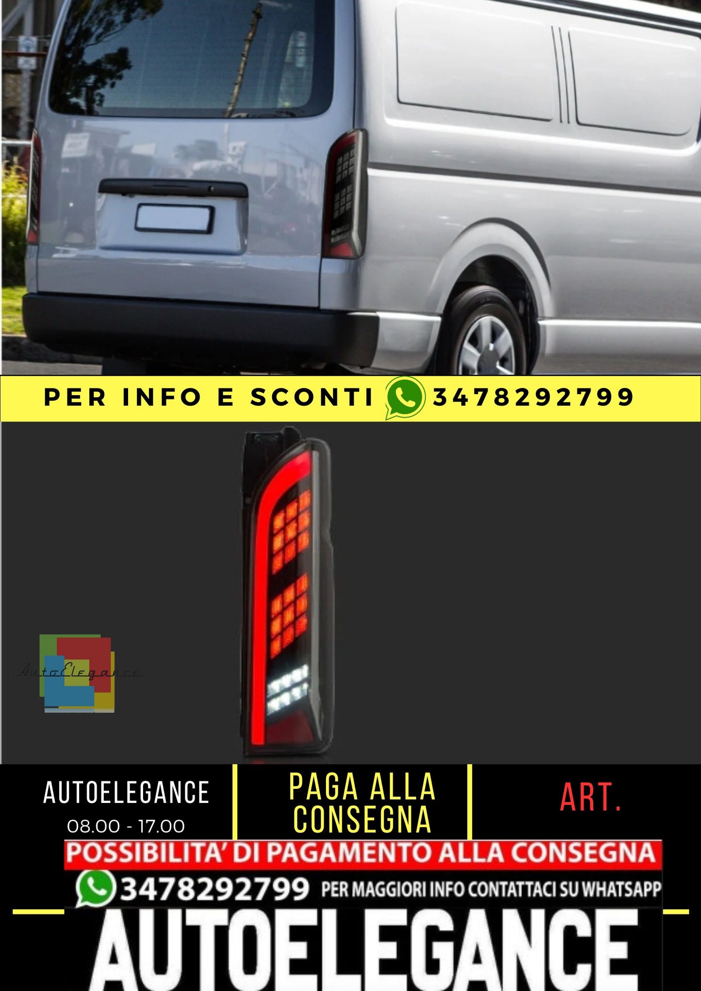 Fanali posteriori Full LED per Toyota Hiace 2005-2018