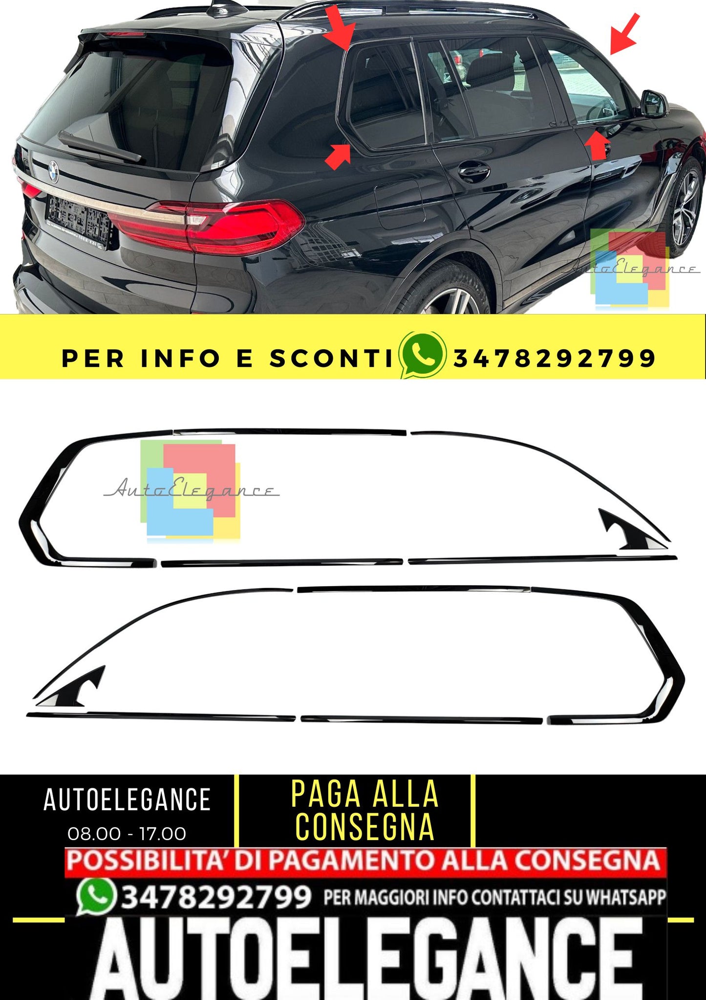 Copri fienstrini nero set di finiture BMW X7 G07 dal 2019