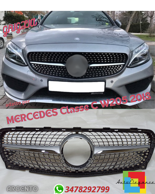 ⭐DIAMOND GRILLE SUITABLE FOR MERCEDES C-Class W205 2018⭐