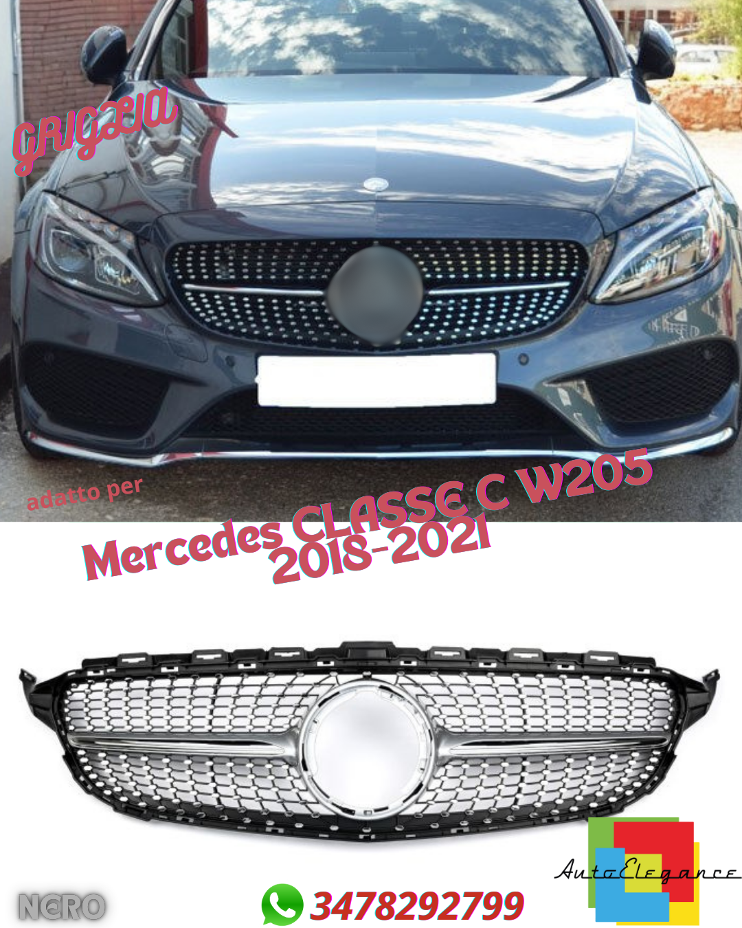 💎Grill suitable for Mercedes C-CLASS W205 FACELIFT DIAMANT💎