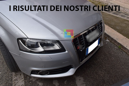 ⭐ART. 1930 ADATTO PER AUDI GRIGLIA A3 8P 2008-2012 LOOK S3 NERO LUCIDO PROFILI ⭐