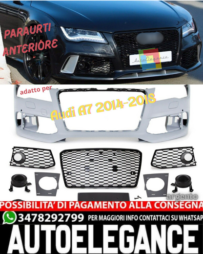 💎Sports Bumper Conversion + Black Grille Fit For Audi A7 4G 2010-14💎