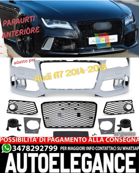 💎Sports Bumper Conversion + Black Grille Fit For Audi A7 4G 2010-14💎