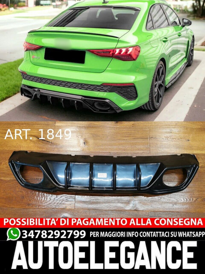 ⭐1849 DIFFUSORE ADATTO PER AUDI A3 8Y BERLINA RS3 LOOK TUNING NERO LUCIDO⭐