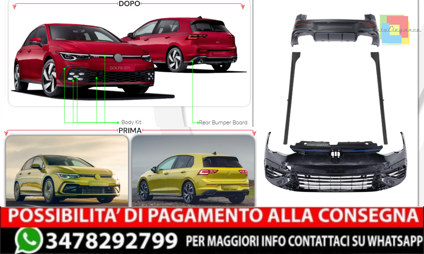 ✨BODYKIT SUITABLE FOR VW GOLF VIII GTI LOOK ✨