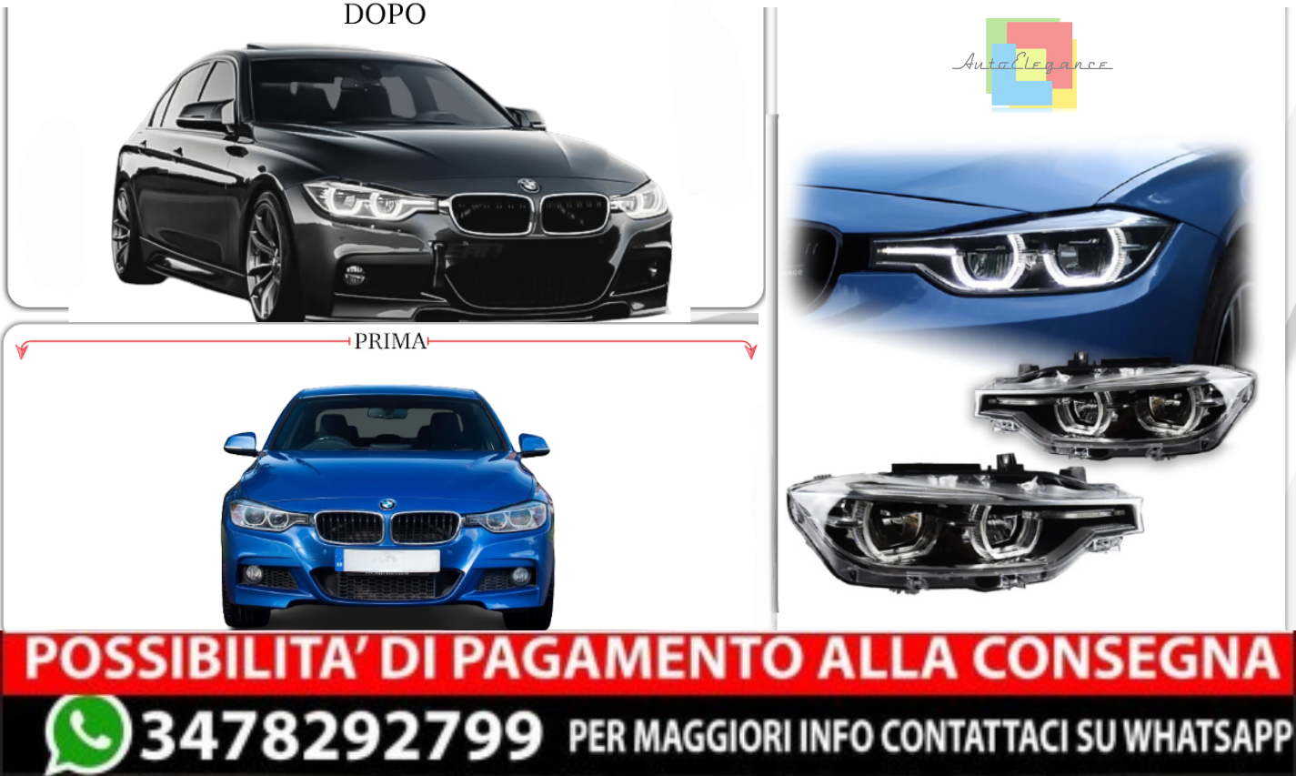 ✨COPPIA FARI ADATTI PER BMW SERIA 3 F30-3 LCI ✨