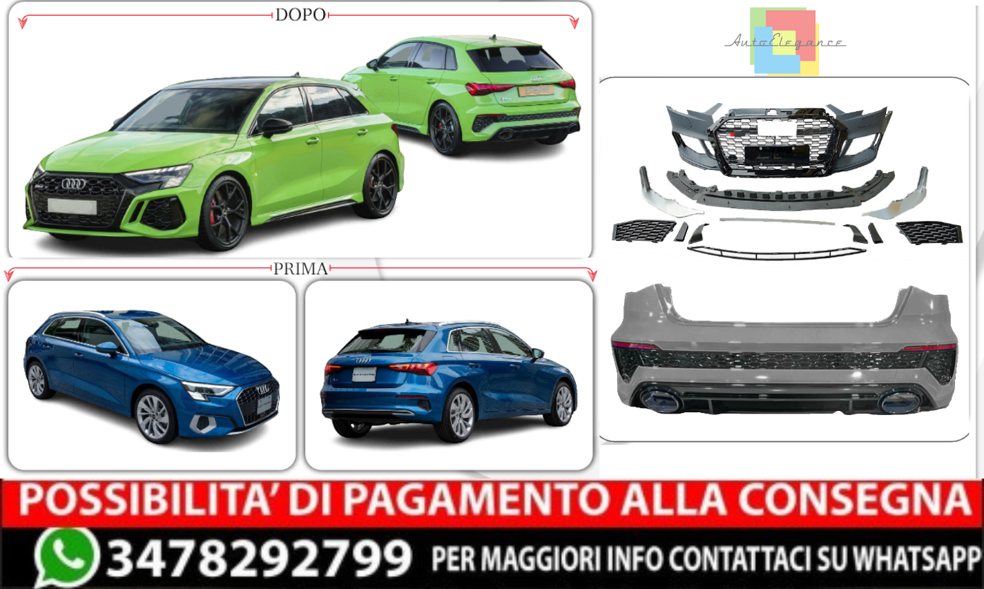 ✨BODYKIT SUITABLE FOR AUDI 2021+ sportback A3 RS3✨