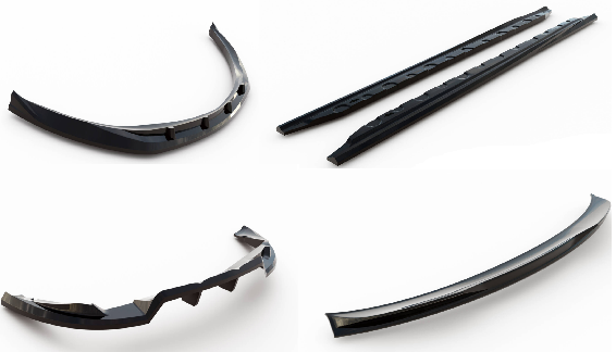 SPLITTER SUITABLE FOR VW GOLF 8 GTI GTD RLINE LOOK GLOSSY BLACK SPORTY DESIGN 