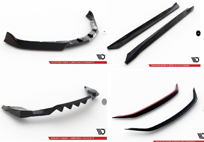 SPLITTER SUITABLE FOR VW GOLF 8 GTI GTD RLINE LOOK GLOSSY BLACK SPORTY DESIGN 
