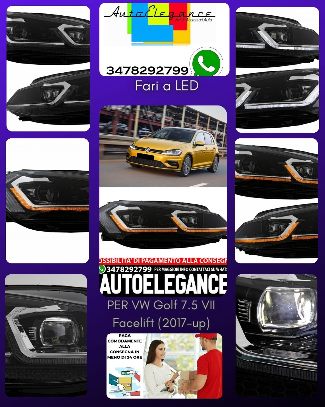 Fari a LED adatti per VW Golf 7.5 VII Facelift 2017- Luce di svolta sequenziale