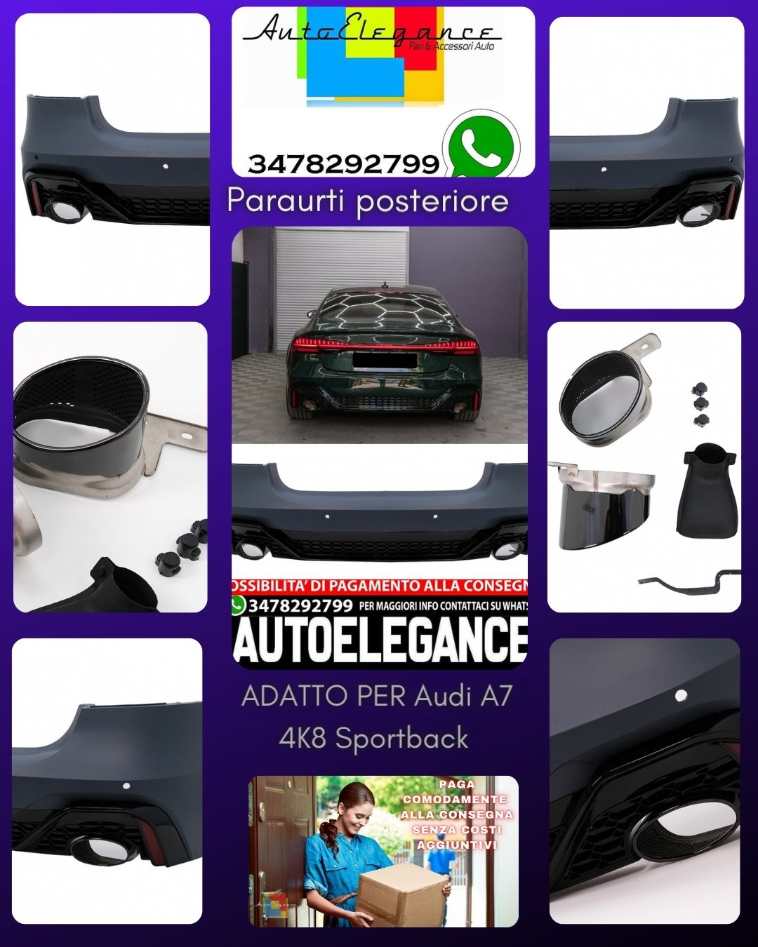 Rear bumper suitable for Audi A7 4K8 Sportback (2018 onwards) RS Design