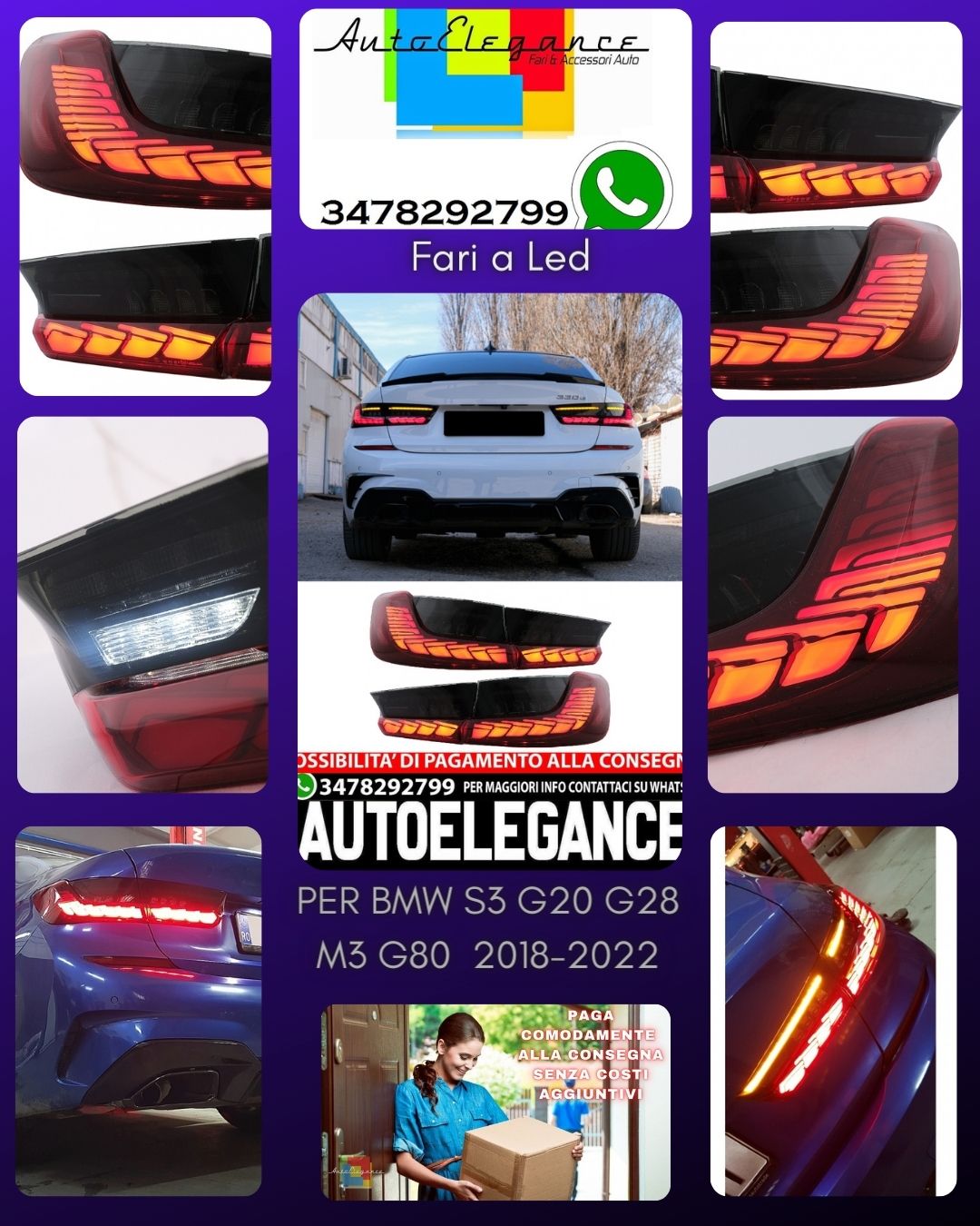 Fanali posteriori Full LED adatti per BMW Serie 3 G20 G28 M3 G80 Berlina 18-22
