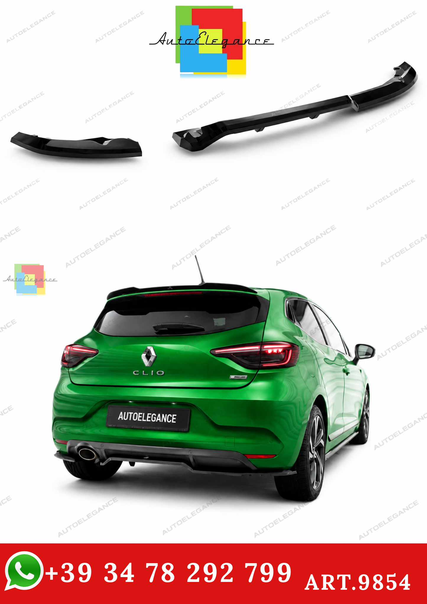 🔥ART.9854 SPLITTER POSTERIORE CON BARRE VERTICALI) RENAULT CLIO R.S. LINE Mk5🔥