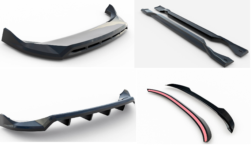 SPLITTER SUITABLE FOR VW GOLF 8 GTI GTD RLINE LOOK GLOSSY BLACK SPORTY DESIGN 