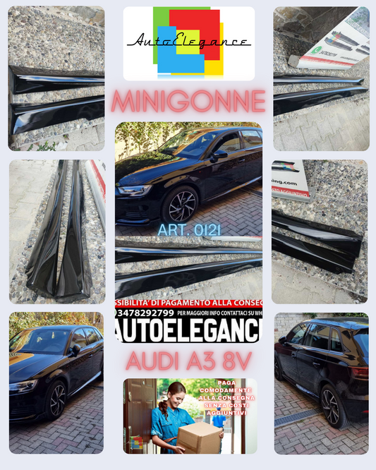 SKIRTS SUITABLE FOR AUDI A3 8V SPORTY LOOK DESIGN GLOSSY BLACK 