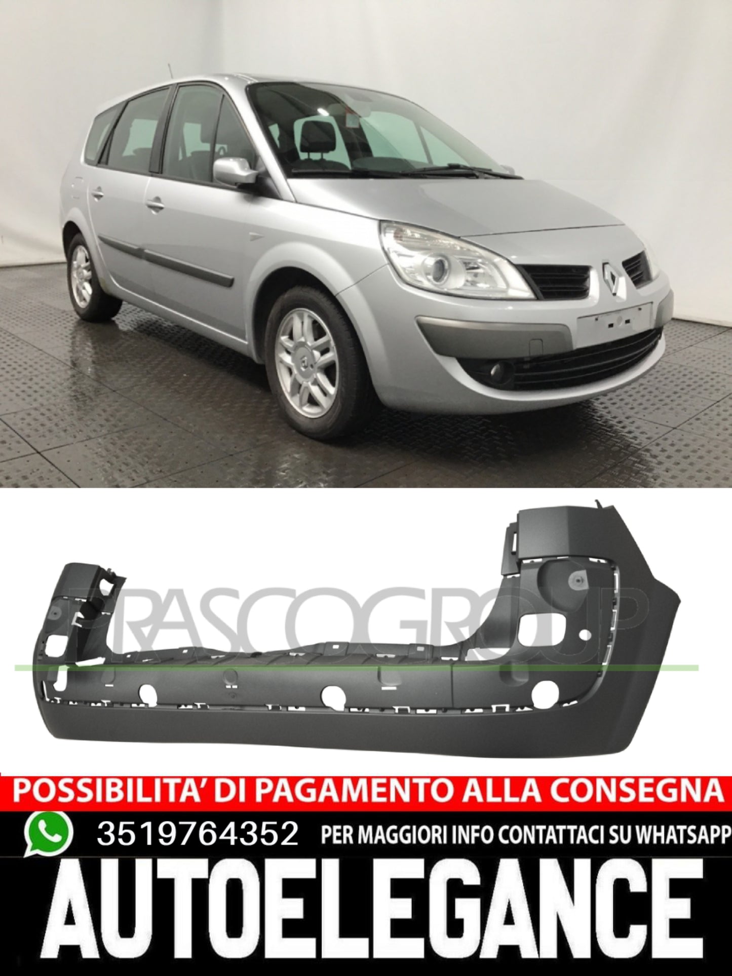 Paraurti Prasco Posteriore CON PRIMER Per Renault Scenic  7701474785