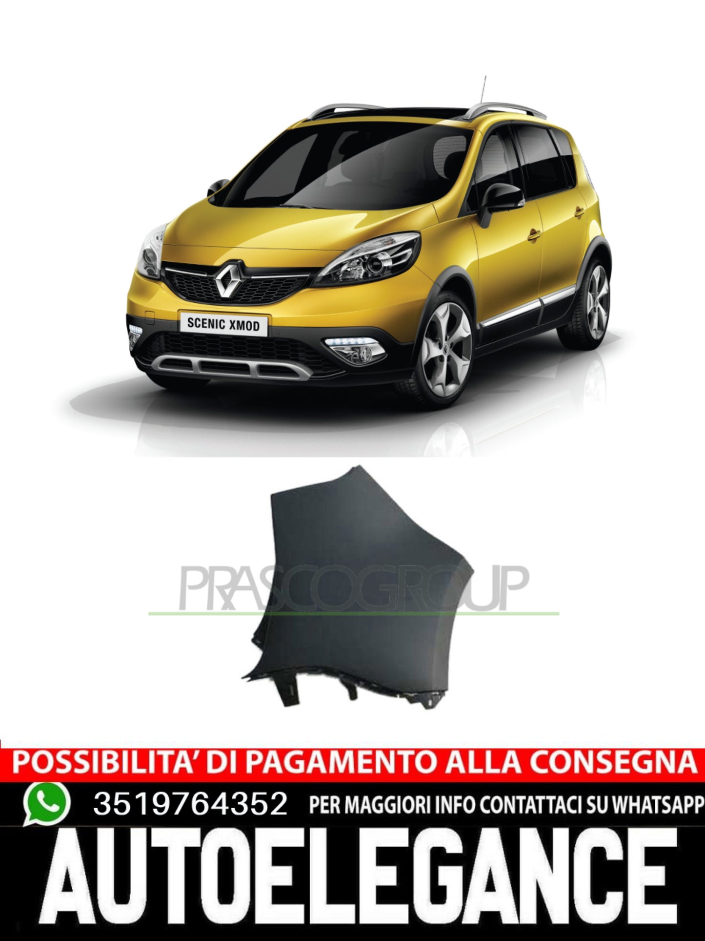 Cantonale dx paraurti post SENZA PRIMER per Renault Scenic (X-Mod) 04/09-08/16