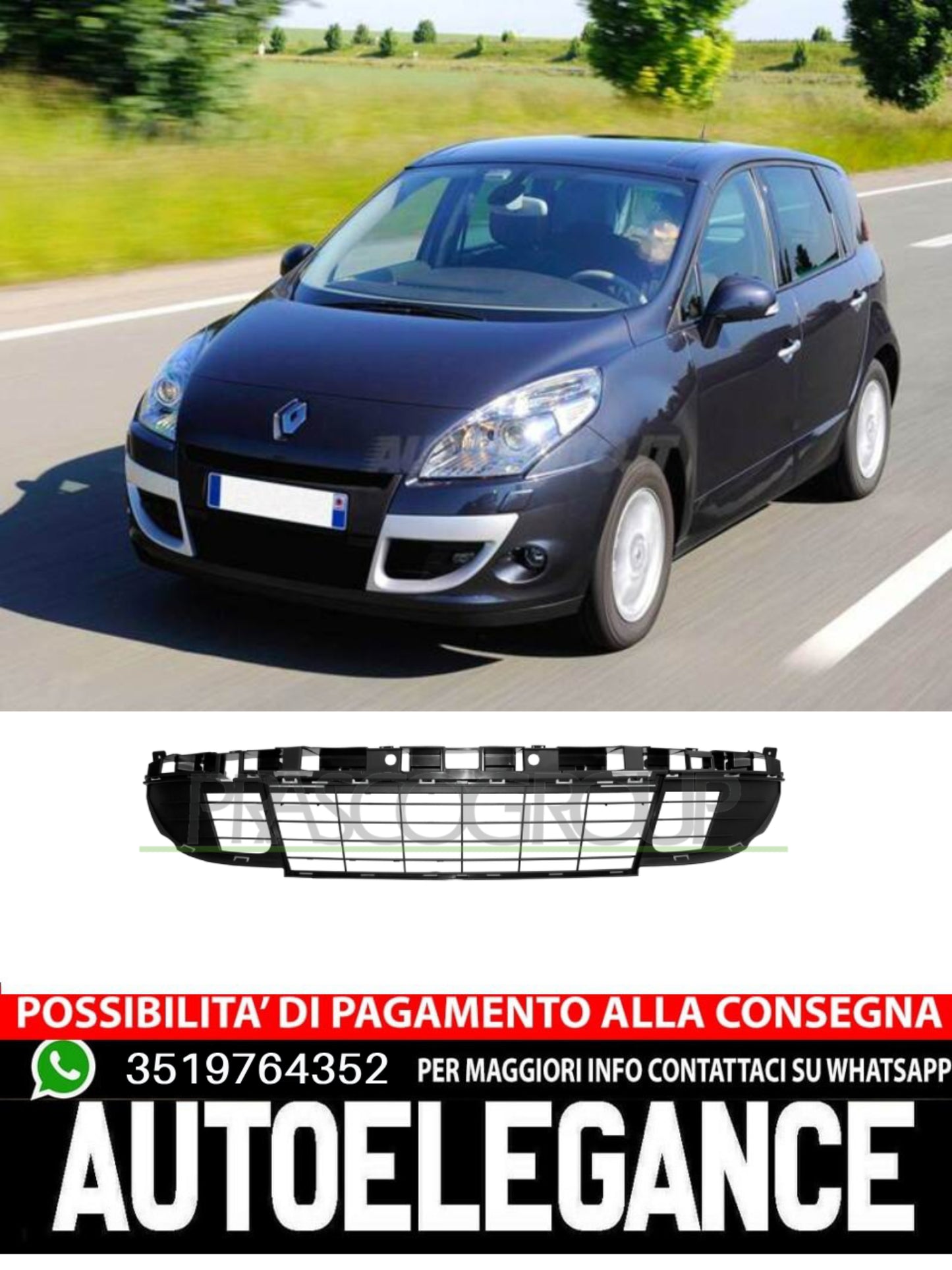 Griglia Di Ventilazione Paraurti NERA Prasco per Renault   622545401R
