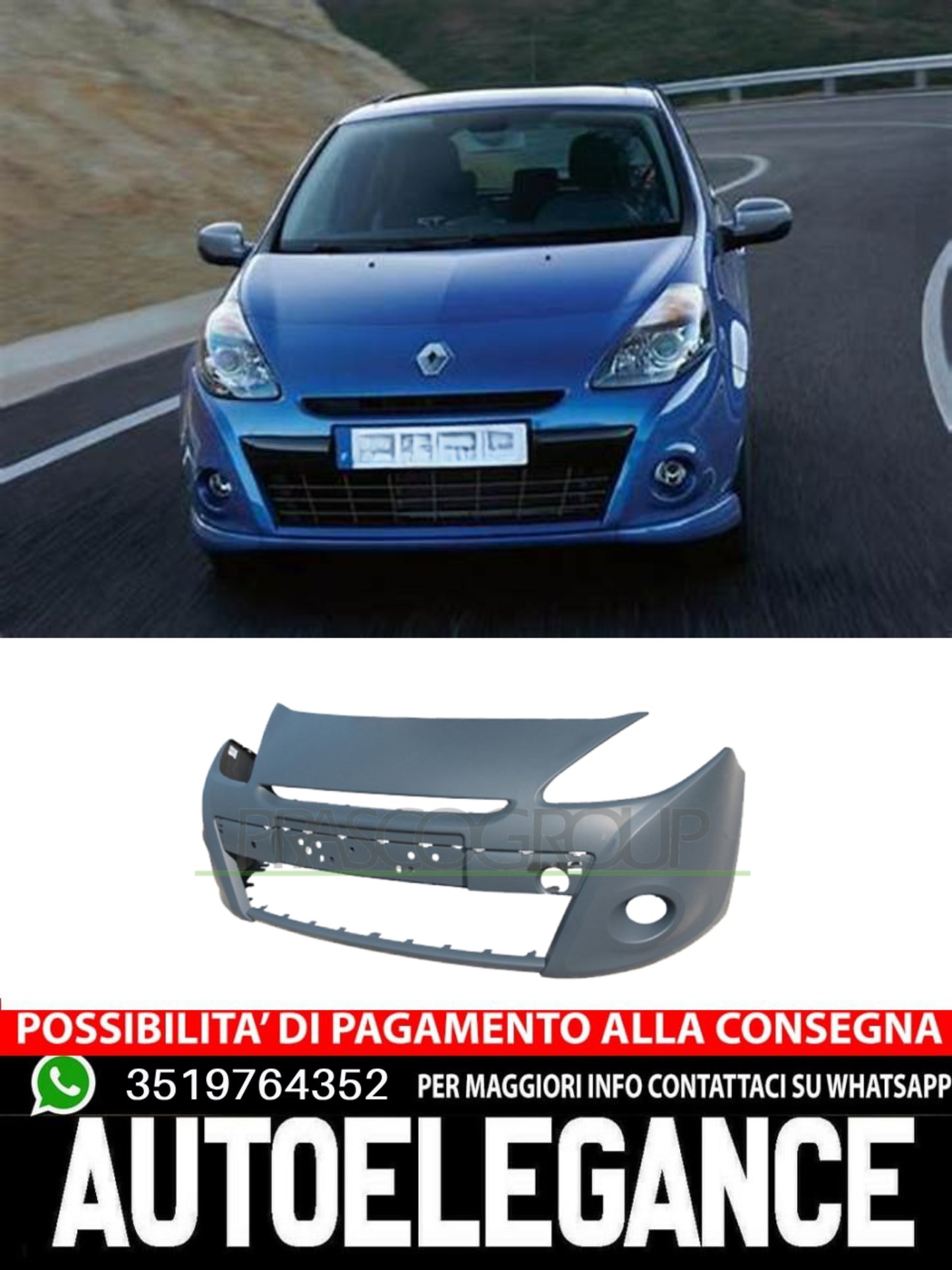 Paraurti Prasco Anteriore CON PRIMER Per Renault Clio Bda  620224634R