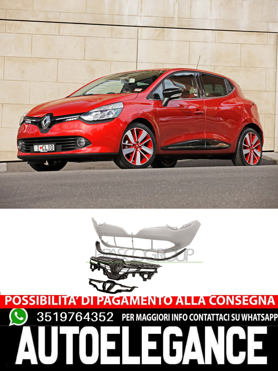 Paraurti Prasco Anteriore CON PRIMER GRIGLIA NERA Per Renault Clio 620220826R