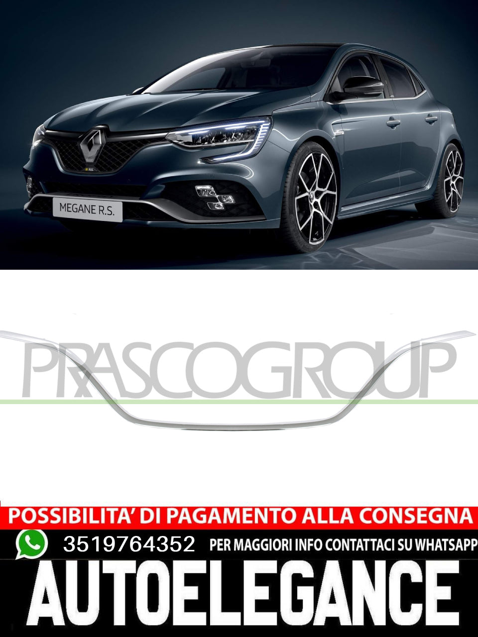 Griglia anteriore INFERIORE CROMATA Prasco per RENAULT MEGANE 2020 -  623851530R